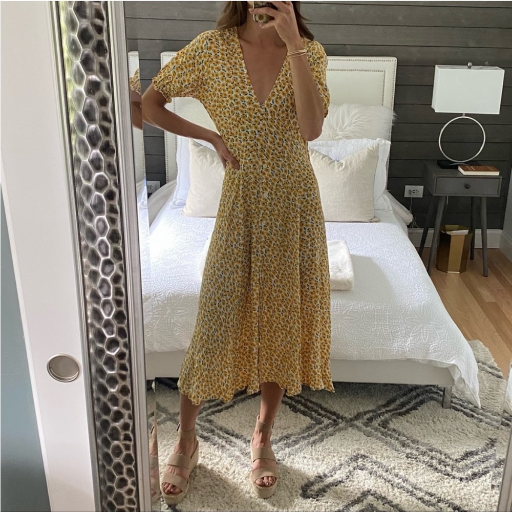 Faithfull The Brand Ari Midi Dress Marguerite Floral Print Women’s Large Size 8 - Picture 6 of 16